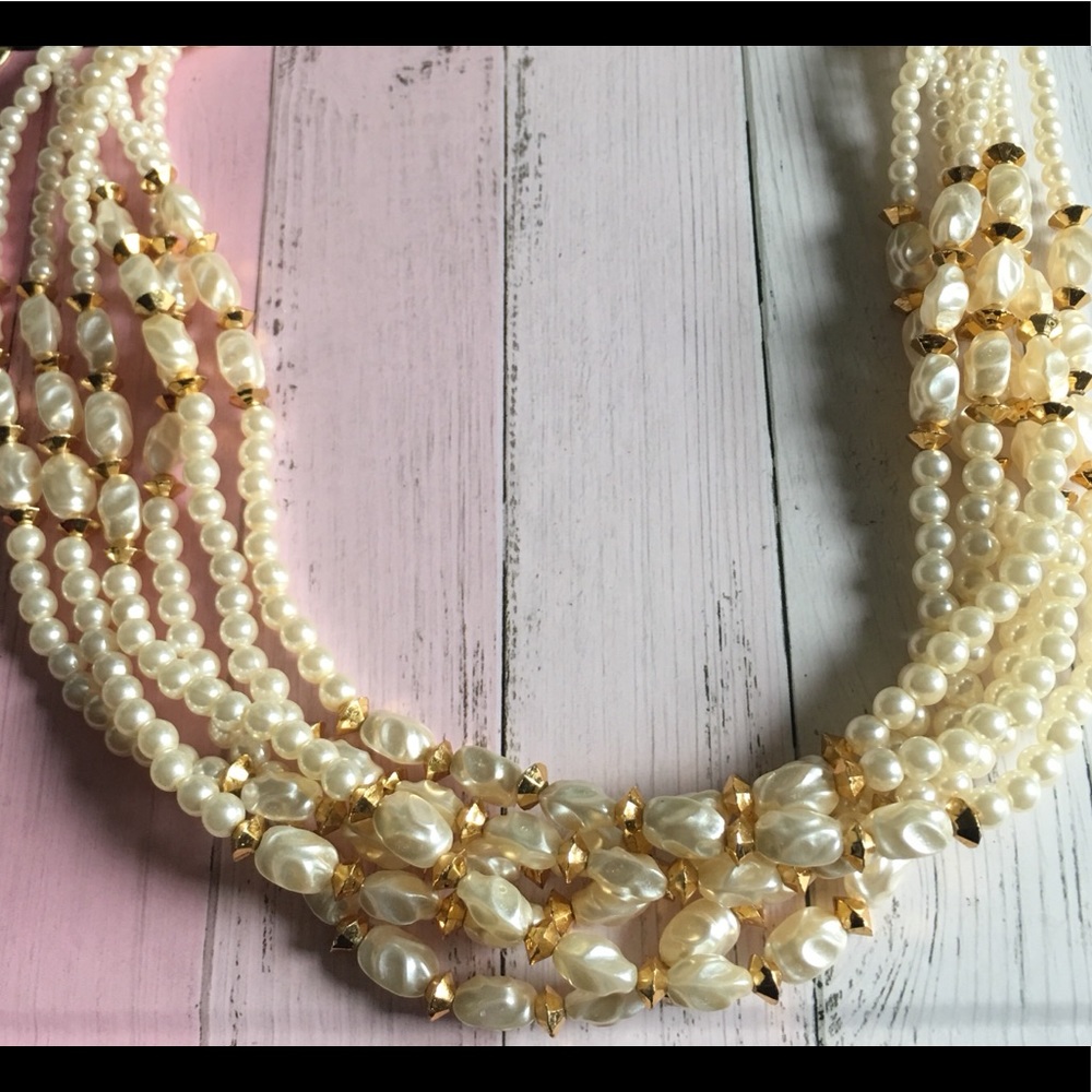 Multi-Strand Faux Pearl Necklace